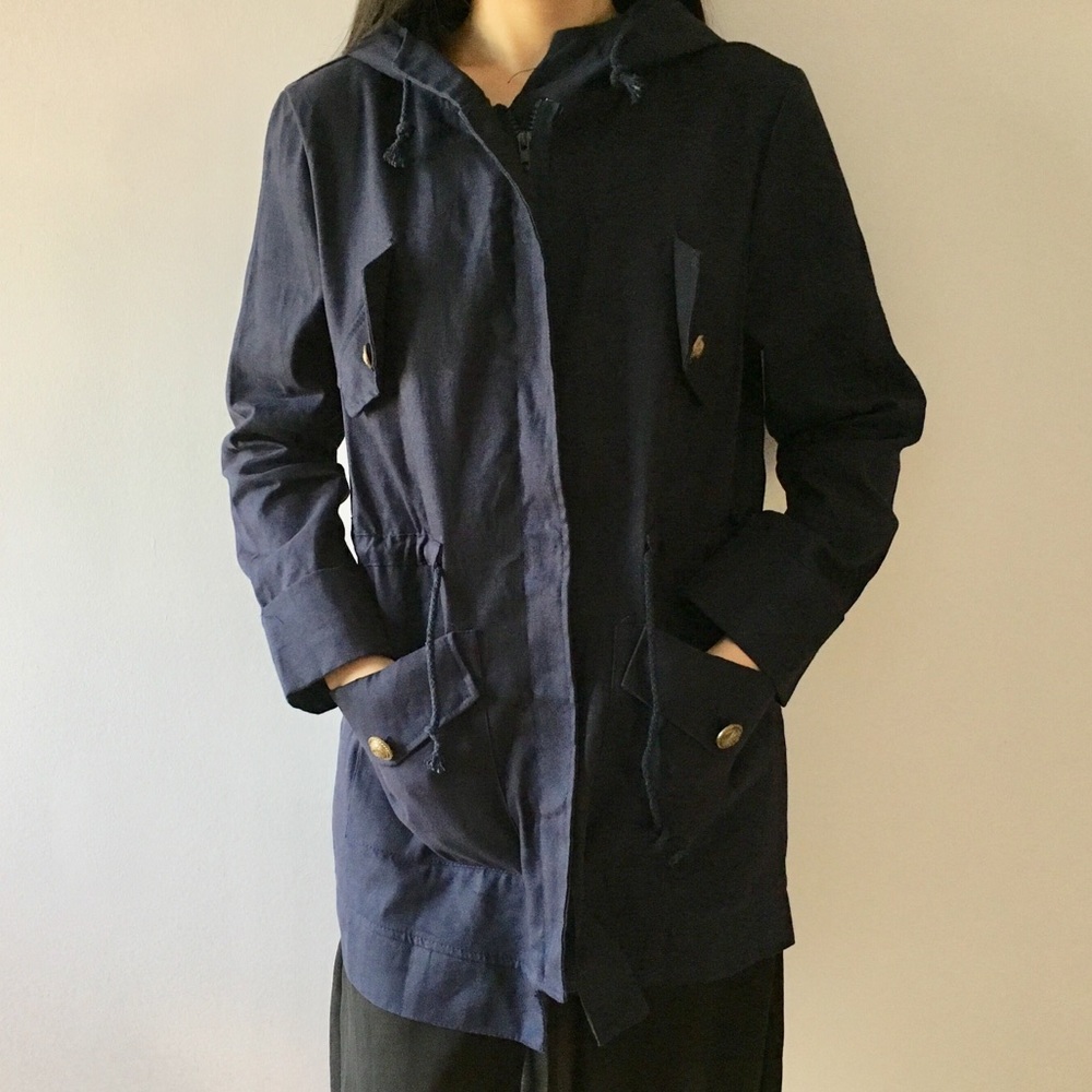 Thin Hooded Zip-Up Utility Jacket - image 1